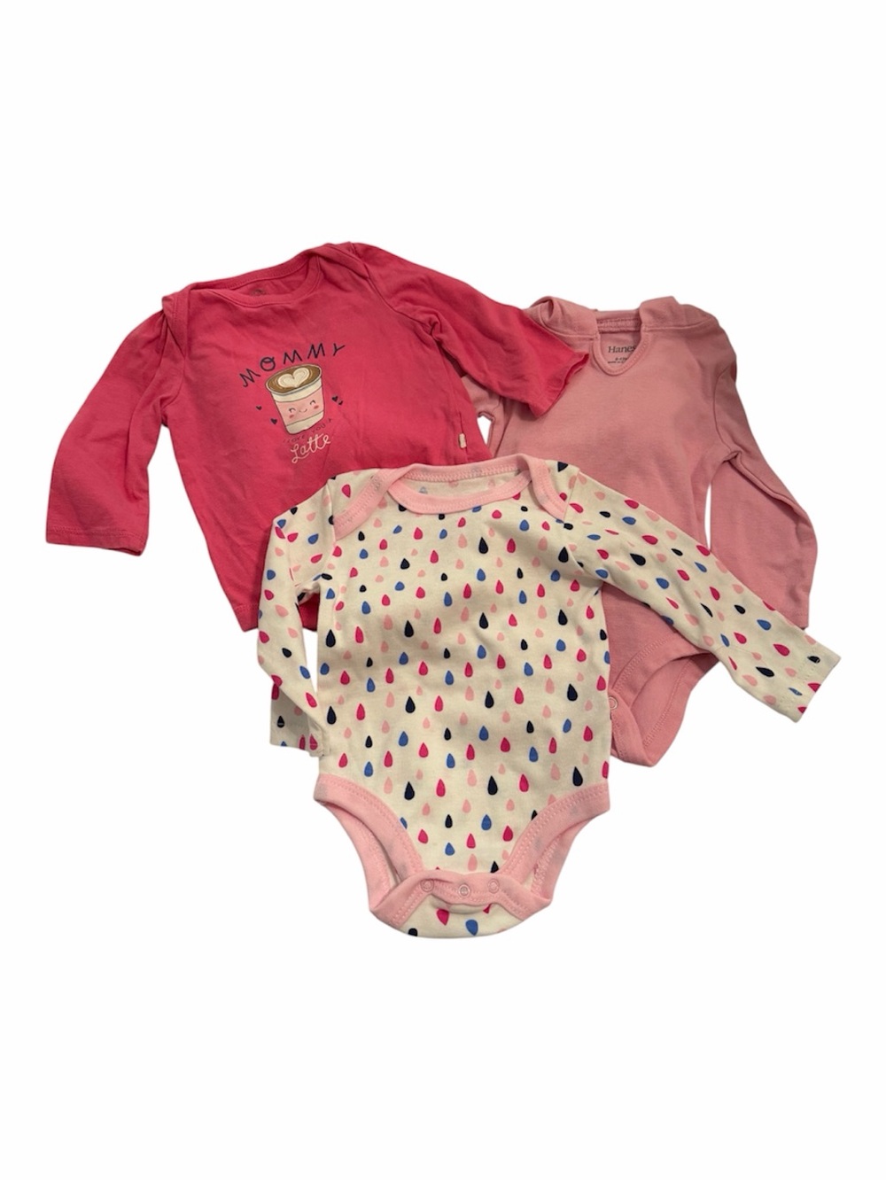 Baby Girls Bodysuit Trio w”Mommy I Love You A Latte” 3 pieces 6-12 mo